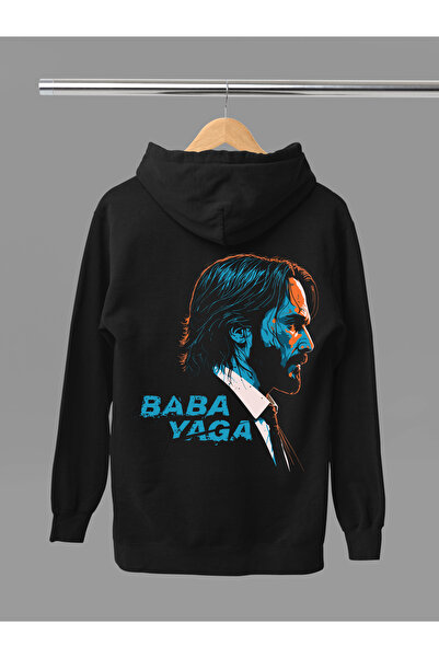 MAGORS Hanorac cu glugă din bumbac imprimat JOHN WICK, cu mânecă lungă, cu că...