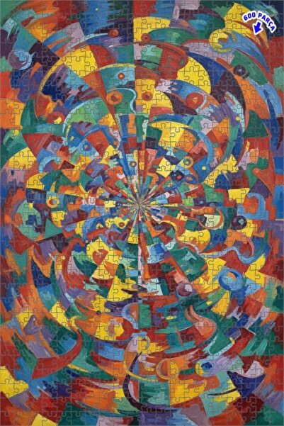 Teona Ahşap لغز خشبي مؤطر ذو طابقين بتصميم تجريدي يشبه لوحة زيتية بألوان دينا...