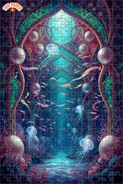 Teona Ahşap Fantastic Underwater Palace Oil Painting Lookalike Wooden Puzzle ...