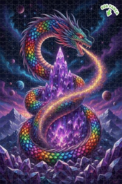 Teona Ahşap لغز خشبي ذو طبقتين بإطار من كريستال رينج أوف ذا دراجونز قوس قزح 8...