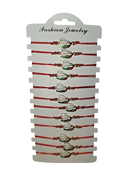 NoNameStore7 Set of 12 martisoras, Bracelet type, Adjustable size, Red string