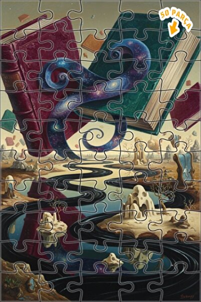 Teona Ahşap رحلة كتب غامضة لا نهاية لها، لوحة ألغاز خشبية مؤطرة بطبقتين مطلية...