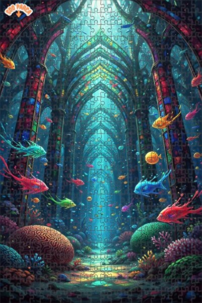 Teona Ahşap لوحة فنية زيتية للكاتدرائية البحرية السحرية، لغز خشبي مؤطر ذو طاب...