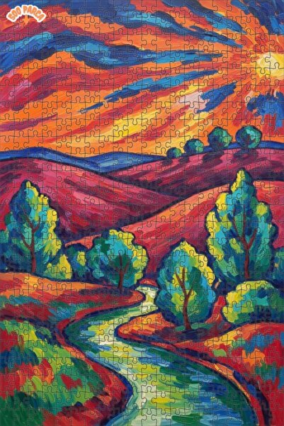 Teona Ahşap ألوان نابضة بالحياة، منظر ريفي للجبال العالية، لغز خشبي مؤطر من ط...