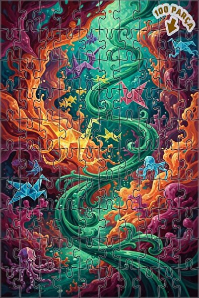 Teona Ahşap لغز خشبي مؤطر مكون من طبقتين لفن الأوريغامي تحت الماء 100 قطعة 25x25