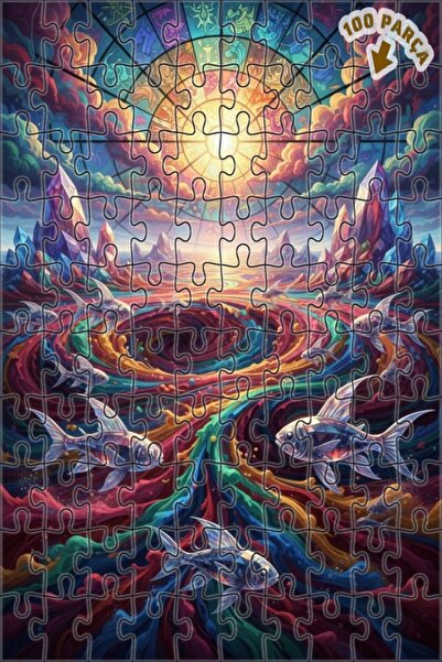 Teona Ahşap لغز خشبي ذو طبقتين على شكل علامات الأبراج والأسماك الملونة بمظهر ...