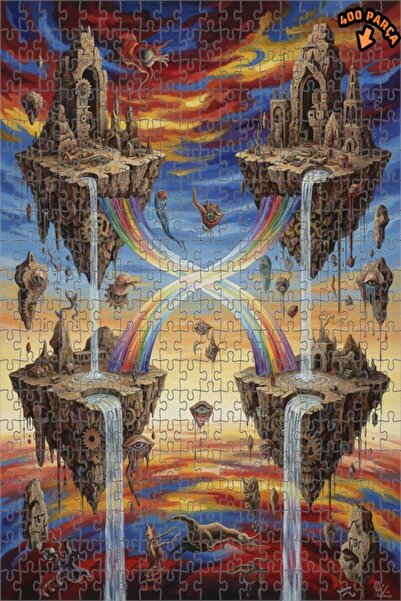 Teona Ahşap لغز خشبي بتصميم شلالات السماء الخيالية بتأثيرات الألوان الزيتية 4...