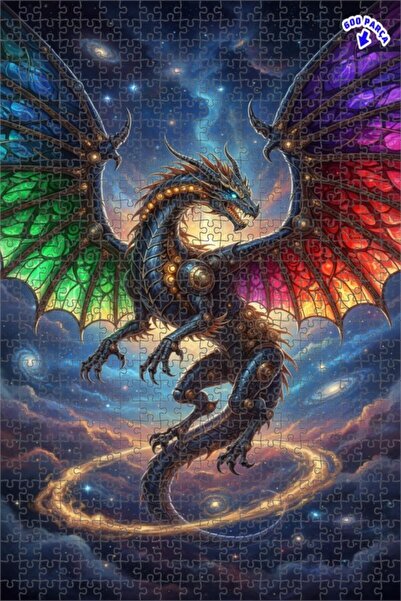 Teona Ahşap لغز خشبي مؤطر ذو طبقتين بتصميم رسم زيتي لتنين السماء 600 قطعة 50x35