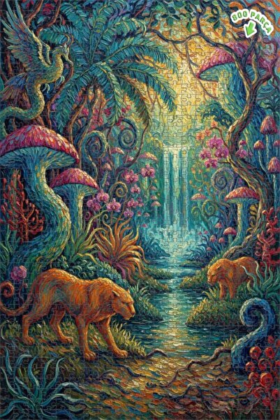 Teona Ahşap لغز الغابة الغامضة: قطع خشبية فنية بتصميم شلالات ونمور الغابة، 80...