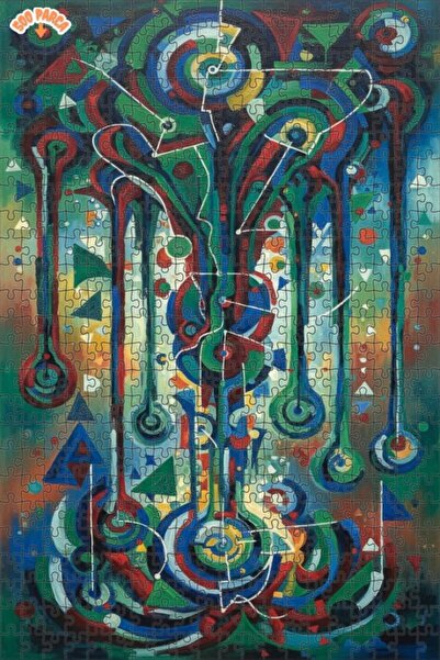 Teona Ahşap لغز خشبي بمظهر اللوحة الزيتية الهندسية التجريدية، لغز خشبي بإطار ...