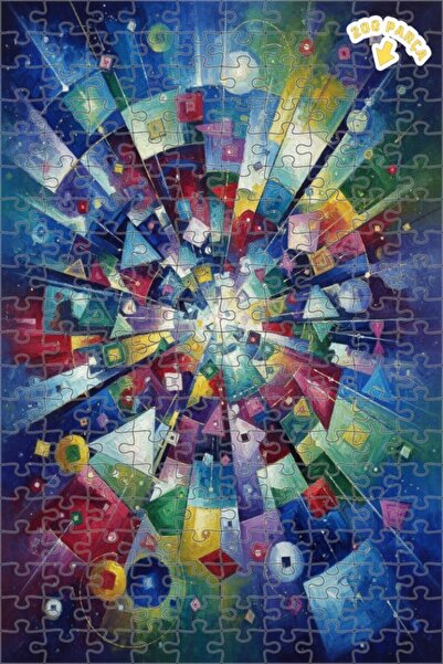 Teona Ahşap لغز خشبي بإطار مزدوج الطبقات بمظهر فني تجريدي هندسي ديناميكي، 200...