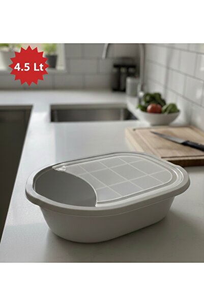 Alkanev Poly Time Plastic Chopping Board with Container Gray (4.5 Lt)