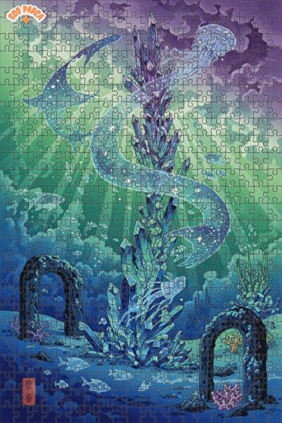 Teona Ahşap لغز خشبي على شكل عالم تحت الماء من الكريستال الغامض، مظهر لوحة زي...