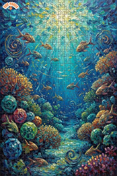 Teona Ahşap Fascinating Underwater World Oil Painting Lookalike Double Layer ...