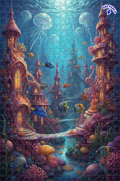 Teona Ahşap لغز خشبي بإطار مزدوج الطبقات بمظهر لوحة زيتية لمدينة تحت البحرية ...