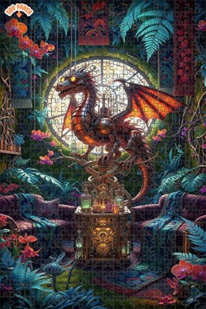 Teona Ahşap لغز خشبي على شكل غابة التنين على طراز ستيمبانك، 500 قطعة، مقاس 50×30