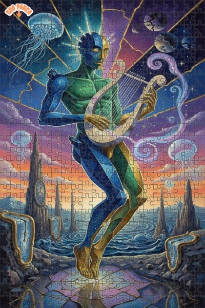 Teona Ahşap Transforming Man's Melody Oil Painting Look Double Layer Framed W...