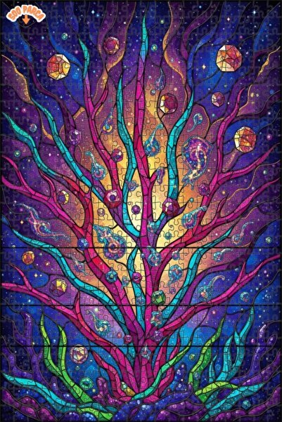 Teona Ahşap لغز خشبي ذو طبقتين بتصميم شجرة جالاكتيك، 500 قطعة، مقاس 50x30