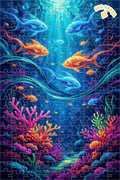 Teona Ahşap عالم تحت البحر السحري للأسماك الملونة بمظهر الألوان المائية 200 ق...
