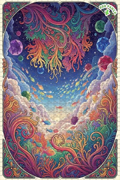 Teona Ahşap لغز خشبي مؤطر ذو طابقين بتصميم فني على شكل رؤية منظرية تحت الماء ...