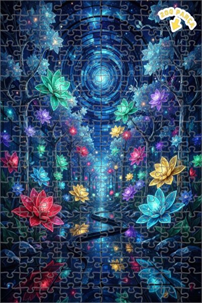 Teona Ahşap لغز خشبي مؤطر بطبقتين بمظهر لوحة زيتية لزهور الغابة السحرية 200 ق...