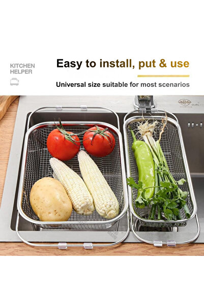 Mumtaz Extendable Stainless Steel Sink Strainer Basket, Universal Size Kitche...