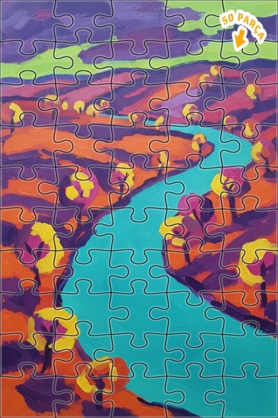 Teona Ahşap ألوان نابضة بالحياة، مشهد نهري، لوحة زيتية، لغز خشبي مؤطر ذو طابق...