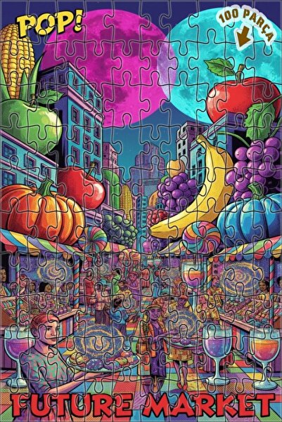 Teona Ahşap بوب آرت لونز ماركت فروت ماركت - لغز خشبي مؤطر ذو طبقتين 100 قطعة ...