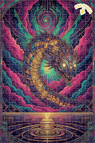 Teona Ahşap لغز خشبي بإطار مزدوج الطبقات بمظهر لوحة زيتية لتنين ميكانيكي غامض...