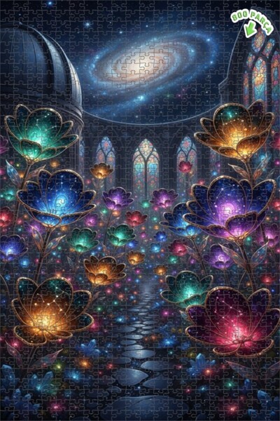 Teona Ahşap لغز خشبي مؤطر ذو طبقتين بتصميم زهور حديقة المجرات، 800 قطعة، 70x5...