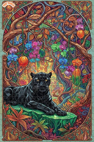 Teona Ahşap Mysterious Forest Panther Oil Painting Lookalike Art 500 Pieces 5...