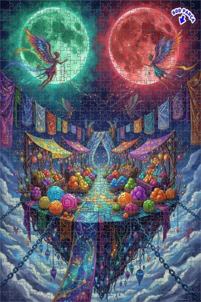 Teona Ahşap ألغاز خشبية مؤطرة ذات طابقين بتصميم لوحة زيتية لقصص السوق الطائر ...