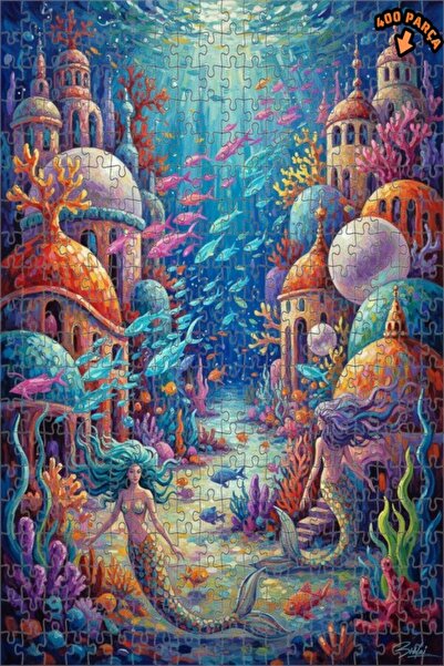 Teona Ahşap لغز خشبي بمظهر لوحة زيتية لملكة حورية البحر 400 قطعة 35×35