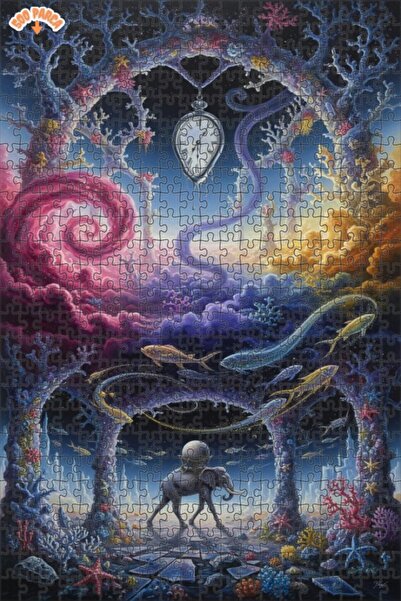 Teona Ahşap Surrealist Elephant Woman Journey Double-Layer Framed Wooden Puzz...