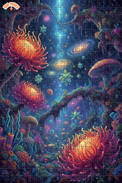 Teona Ahşap لغز خشبي مؤطر ذو طبقتين بتصميم زهور تحت البحرية من سلسلة جالاكتيك...