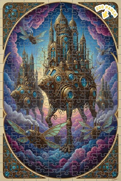 Teona Ahşap لعبة تركيب خشبية بإطار مزدوج الطبقات من ستيامبنك ميك شاتو فلاينج ...