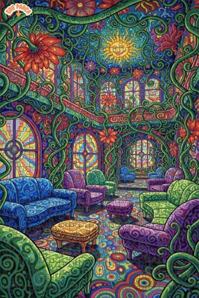 Teona Ahşap Dream Garden Hall Oil Painting Double-Layer Framed Wooden Puzzle ...