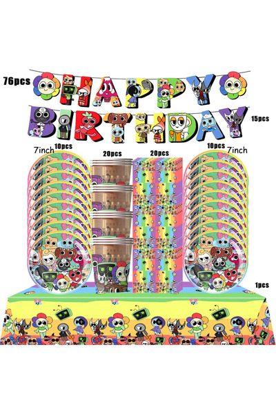 Choice مجموعة أخرى من 76 قطعة من أدوات مائدة داندي وورلدز لتزيين حفلات أعياد ...