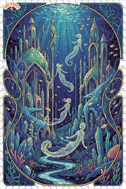 Teona Ahşap لغز خشبي مؤطر من طبقتين بتصميم حكاية حورية البحر 500 قطعة 50x30