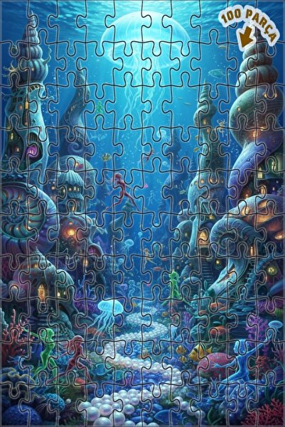 Teona Ahşap لغز خشبي رائع بتصميم مدينة تحت البحر مع رسومات ملونة، ذو طبقتين، ...