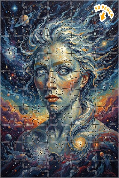 Teona Ahşap لغز فني على شكل لوحة زيتية لصورة امرأة جالاكتيك، 50 قطعة، مقاس 15x25