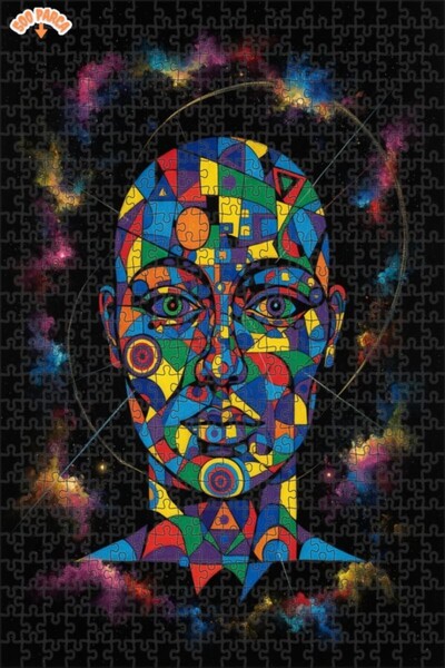 Teona Ahşap Kafesel Cosmic Face Painting Looked Like Modern Art Double Layer ...