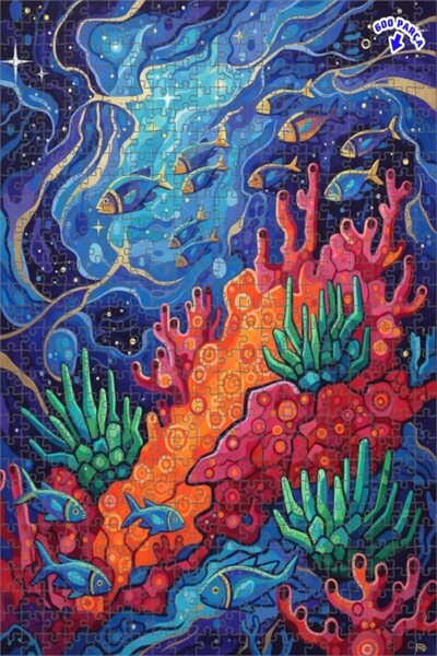 Teona Ahşap لغز خشبي حديث ذو طبقتين على شكل مجموعة أسماك ملونة تحت الماء 600 ...