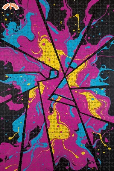 Teona Ahşap لغز خشبي مؤطر ذو طبقتين من Energetic Drip Art Modern Art، 1000 قط...