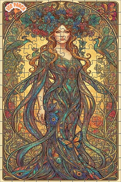 Teona Ahşap Art Nouveau Nature Fairy Double Layer Framed Wooden Puzzle 150 Pi...