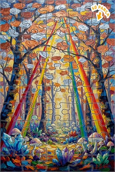 Teona Ahşap لغز الغابة الغامضة، لوحة زيتية على شكل فطر كريستالي، لغز خشبي مؤط...