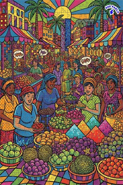 Teona Ahşap لغز خشبي بتصميم ساحة السوق النابضة بالحياة، لغز خشبي بإطار مزدوج ...