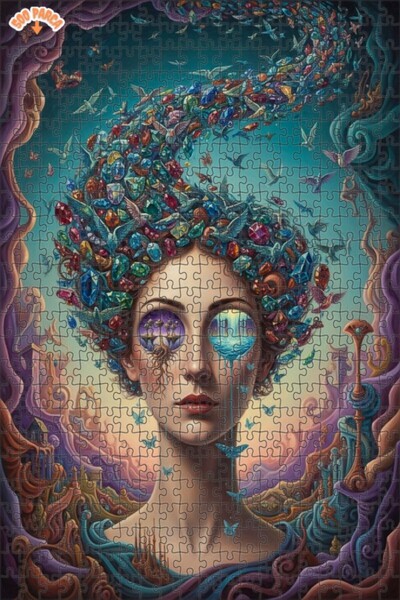 Teona Ahşap Dreamland Women's Portrait Double-Layer Framed Wooden Puzzle 500 ...