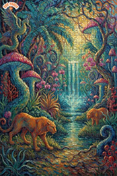 Teona Ahşap لغز الغابة الغامضة: قطع خشبية فنية لمنظر شلالات الغابة والقطط الب...