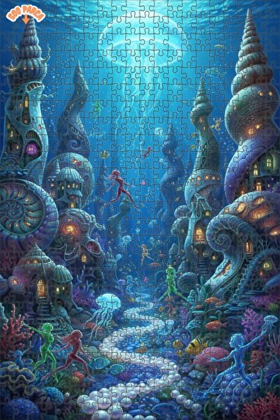 Teona Ahşap لغز خشبي رائع بتصميم مدينة تحت البحر مع رسومات ملونة، ذو طبقتين، ...